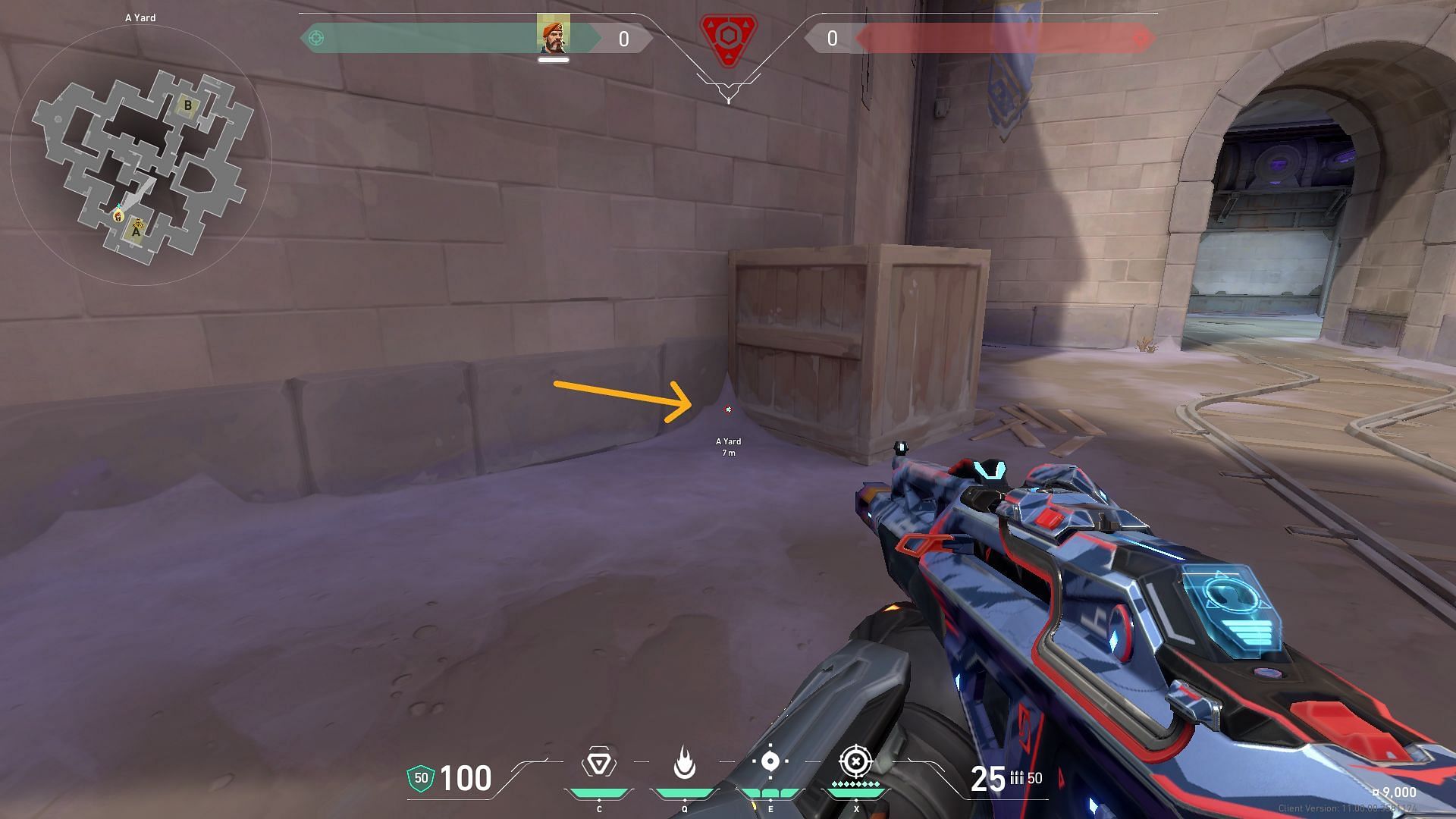 A-Site molly lineup for defense location (Image via Riot Games)